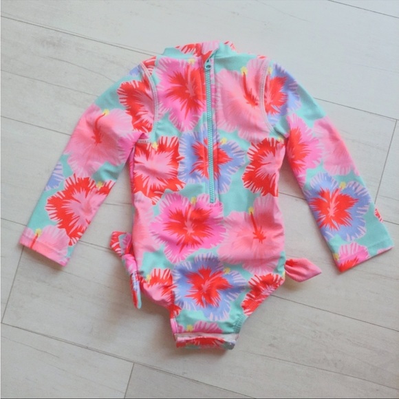 Shade Critters NEW girls Floral Full Rashguard Swimsuit - Picture 2 of 8